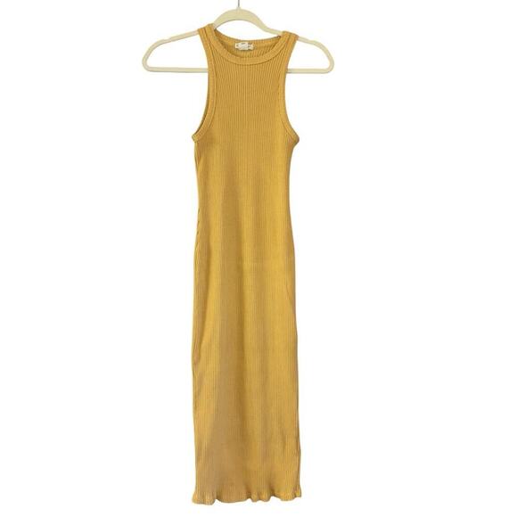 Billabong Tomboy Tank Midi Dress Yellow Women’s Sz L Coastal Casual Preppy Surf - Picture 1 of 10